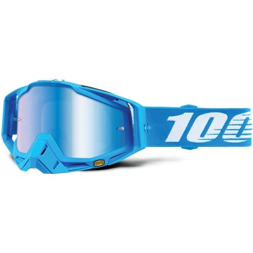 100% Racecraft Extra Monoblock Motocross Brille, weiss-blau