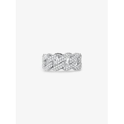 Michael Kors Precious Metal-Plated Sterling Silver Pavé Curb Link Ring Silver 5