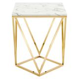 Modway Vertex Gold Metal End Table Stainless Steel/Marble Look in Gray/Yellow | 21.5 H x 18 W x 18 D in | Wayfair EEI-4206-GLD-WHI