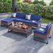 Winston Porter Clintondale 7 Piece Sectional Seating Group w/ Cushions Metal in Black | 27.6 H x 87.3 W x 25.2 D in | Outdoor Furniture | Wayfair