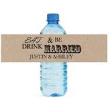 100 Kraft paper Eat Drink Be Married Wedding Anniversary Engagement Party Water Bottle Labels 8 x2