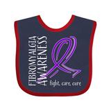 Inktastic Fibromyalgia Awareness Fight Care Cure with Purple Ribbon Boys or Girls Baby Bib