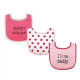 Luvable Friends Baby Girl Cotton Drooler Bibs with Fiber Filling 3pk Pink Daddy One Size