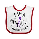 Inktastic Fibromyalgia Awareness I am a Fighter with Purple Ribbon Boys or Girls Baby Bib