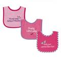 Luvable Friends Baby Girl Cotton Terry Drooler Bibs with PEVA Back 3pk Pretty One Size