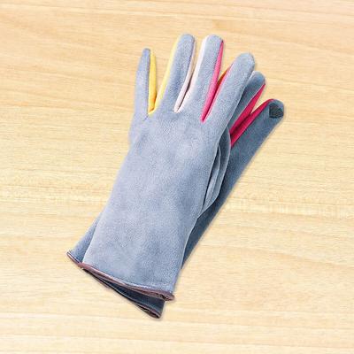 Faux Suede Gloves Grey One Size