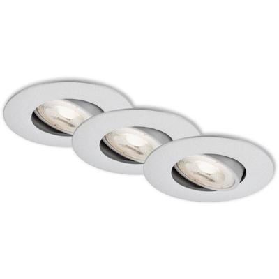 Briloner - led Einbauleuchten Schwenkbar 3er Set 5 w silber Kunststoff ø 9 cm Image