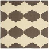 SAFAVIEH Courtyard Elwyn Geometric Trellis Indoor/Outdoor Area Rug 5 3 x 5 3 Square Beige/Chocolate