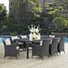 Modway Convene 9 Piece Outdoor Patio Dining Set in Espresso Beige