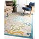 Unique Loom Savannah Indoor/Outdoor Botanical Rug Blue/Cream 9 x 12 2 Rectangle Border Modern Perfect For Patio Deck Garage Entryway