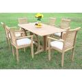 Teak Dining Set:6 Seater 7 Pc - 69 Warwick Dining Rectangle Table And 6 Mas Stacking Arm Chairs Outdoor Patio Grade-A Teak Wood WholesaleTeak #WMDSMS6