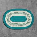 Colonial Mills 2 x 12 Teal Green and White Braided Oval Area Throw Rug Runner