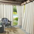 Sun Zero Valencia Cabana Stripe Indoor/Outdoor UV Protectant Room Darkening Grommet Curtain Panel 54 x95 Khaki