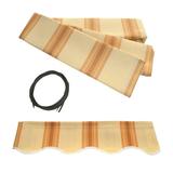 ALEKO 16 x10 Retractable Awning Fabric Replacement Multi Striped Yellow Color