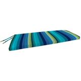 Jordan Manufacturing 48 x 18 Islip Teal Stripe Rectangular Outdoor Settee Swing Bench Cushion with Ties