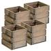 Wood Planter Box with Wine Crate Styled 5 Inch Square Rustic Barn Wood Plastic Liner Garden Centerpiece Display Wedding Flowers Holder Home and Venue Decor (5x5 Wine Crate Set of 4)