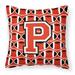 Letter P Football Scarlet and Grey Fabric Decorative Pillow