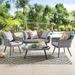 Modway Endeavor 4 Piece Outdoor Patio Wicker Rattan Loveseat Armchair and Coffee Table Set in Gray Gray