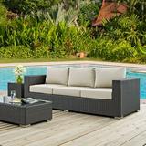 Modway Sojourn Outdoor Patio SunbrellaÂ® Sofa in Canvas Antique Beige