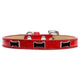 Mirage Pet 633-4 RD16 Black Bone Widget Dog Collar Red Ice Cream - Size 16