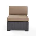 Crosley Furniture Biscayne Fabric Armless Patio Chair in Black/Mocha