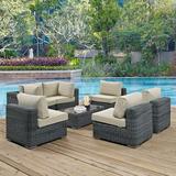 Modway Summon 7 Piece Outdoor Patio SunbrellaÂ® Sectional Set in Canvas Antique Beige