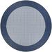 Couristan Recife Checkered Field Indoor / Outdoor Area Rug Ivory- Indigo Blue 7 6 Round