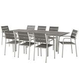 Modern Contemporary Urban Design Outdoor Patio Balcony Garden Furniture Side Dining Chair and Table Set Aluminum Metal Steel Grey Gray