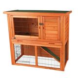 TRIXIE Weatherproof Outdoor 2-Story Medium Wooden Small Animal Hutch Run & Pull-Out Tray Brown