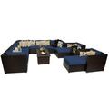 Bowery Hill 13 Piece Patio Wicker Sofa Set in Navy