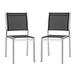 Shore Side Chair Outdoor Patio Aluminum Set of 2 Silver Black