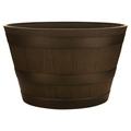 Southern Patio Hampton HDR-007197 Whiskey Barrel Planter 9.21 in H Barrel Resin Kentucky Walnut