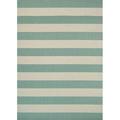 Couristan 3.9 x 5.5 Green and Ivory Striped Rectangular Outdoor Area Throw Rug