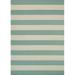Couristan 3.9 x 5.5 Green and Ivory Striped Rectangular Outdoor Area Throw Rug