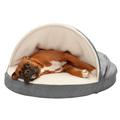 FurHaven Pet Products Faux Sheepskin Memory Top Snuggery Burrow Pet Bed for Dogs & Cats - Gray 35 Base