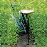Achla Designs Single Cattail Birdbath With 1 Bowl and Stake 50 Inch Tall Copper