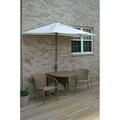 TERRACE MATES ADENA All-Weather Wicker Coffee Color Table Set w/ 7.5 -Wide OFF-THE-WALL BRELLA - Natural Olefin Canopy