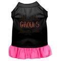 Mirage Pet All the Ghouls Screen Print Dog Dress Black with Light Pink Sm