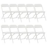 Zimtown Set of 10 Folding Chairs Stackable Wedding Party Event Chair With Plastic Seat and Back for Adults White