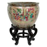 Oriental Furniture 16 Rose Medallion Porcelain Fishbowl