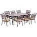 Hanover Traditions 9-Piece Rust-Free Aluminum Outdoor Patio Dining Set with Tan Cushions 8 Dining Chairs and Tempered Glass Rectangular Dining Table TRADDN9PCG