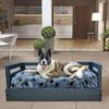 Iconic Pet Sassy Paws Wooden Pet Bed with Paw Printed Comfy Cushion for Dogs & Cats - Black - Large