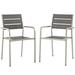 Modway Shore Outdoor Patio Aluminum Dining Chair Set of 2 in Silver Gray