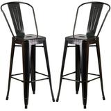 A Line Furniture Industrial Black Antique Gold Bistro Style Metal Barstool 1 Stool