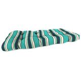 Jordan Manufacturing Sunbrella 44 x 18 Token Surfside Teal Stripe Rectangular Tufted Outdoor Wicker Settee Bench Cushion with Rounded Back Corners