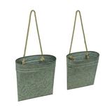 Zeckos Galvanized Metal Hanging Basket Planters Set of 2