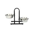 Iconic Pet Adjustable Stainless Steel Pet Double Diner For Dog (U Design) 2 Qt 64 Oz 8 Cup