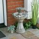 Alpine Corporation Grey Two Tier Pedestal Fountain 24 Inch Tall