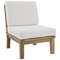 Modern Contemporary Outdoor Patio Teak Middle Sofa White Wood