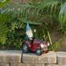 Alpine Corporation 10-Inch Solar Red Tractor Riding Gnome with Cool White LED Lights